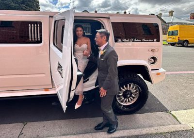 2006 White Hummer - Bride Wedding Exiting car