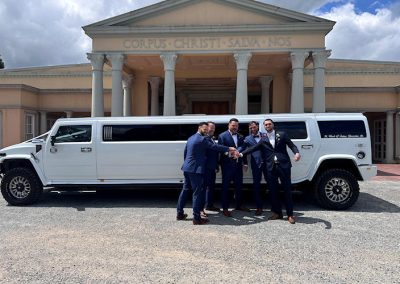 2006 White Hummer - Formal Groom Wedding Infront of car