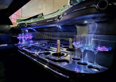 2007 Black Chrysler Limo - Inside view of bar formal