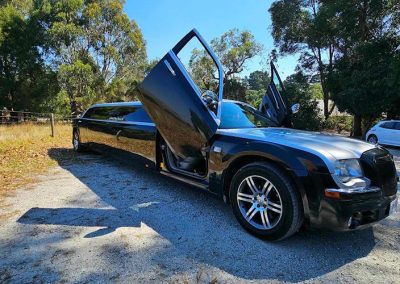 300C Chrysler 2 Tone - Full View Of limo with butterfly doors open